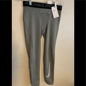 NWT Nike Pro Youth Boys Compression Leggings DRI-FIT Gray Size XL Tights Kids